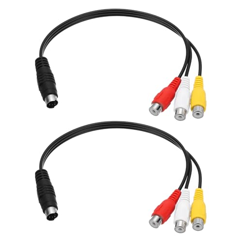 sourcing map 2PCS S Video Cable 0.9ft, 4 Pin S-Video Male to 3 RCA Female Composite Adapter Converter Transfer for TV Receiver Monitor