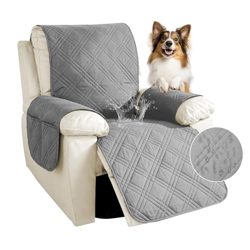 YuLiMirich Sesselschoner für Relaxsessel Relaxsofa, 1 Sitzer Fernsehsessel Armlehne Sesselauflage, Sesselschoner mit Taschen, Wasserdicht rutschfest Möbelschutz für Sofa, Stuhl