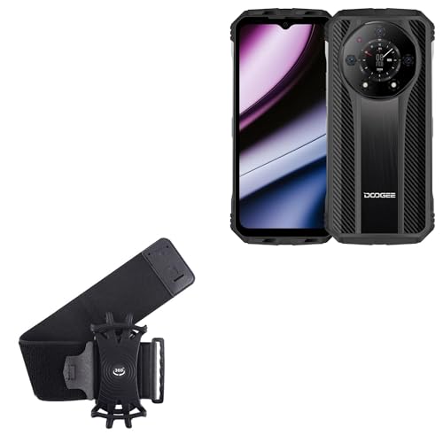 BoxWave Holster Compatible with Doogee S110 - ActiveStretch Sport Armband, Adjustable Armband for Workout and Running - Jet Black