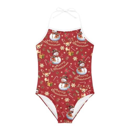 Image of Christmas Kids One-Piece Swimsuits Beach Swimwear Bathing Suit for 3-10 Years Girls