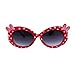 SA106 Girls Kid Size Polka Dot Bow Thick Plastic Oval Sunglasses Red