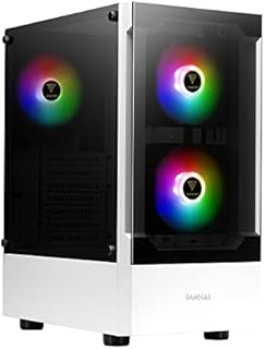 GAMDIAS White RGB Gaming ATX Mid Tower Computer PC Case with Side Tempered Glass Panel and a Magnetic Dust Filter & 3 Built-in 120mm ARGB Fans