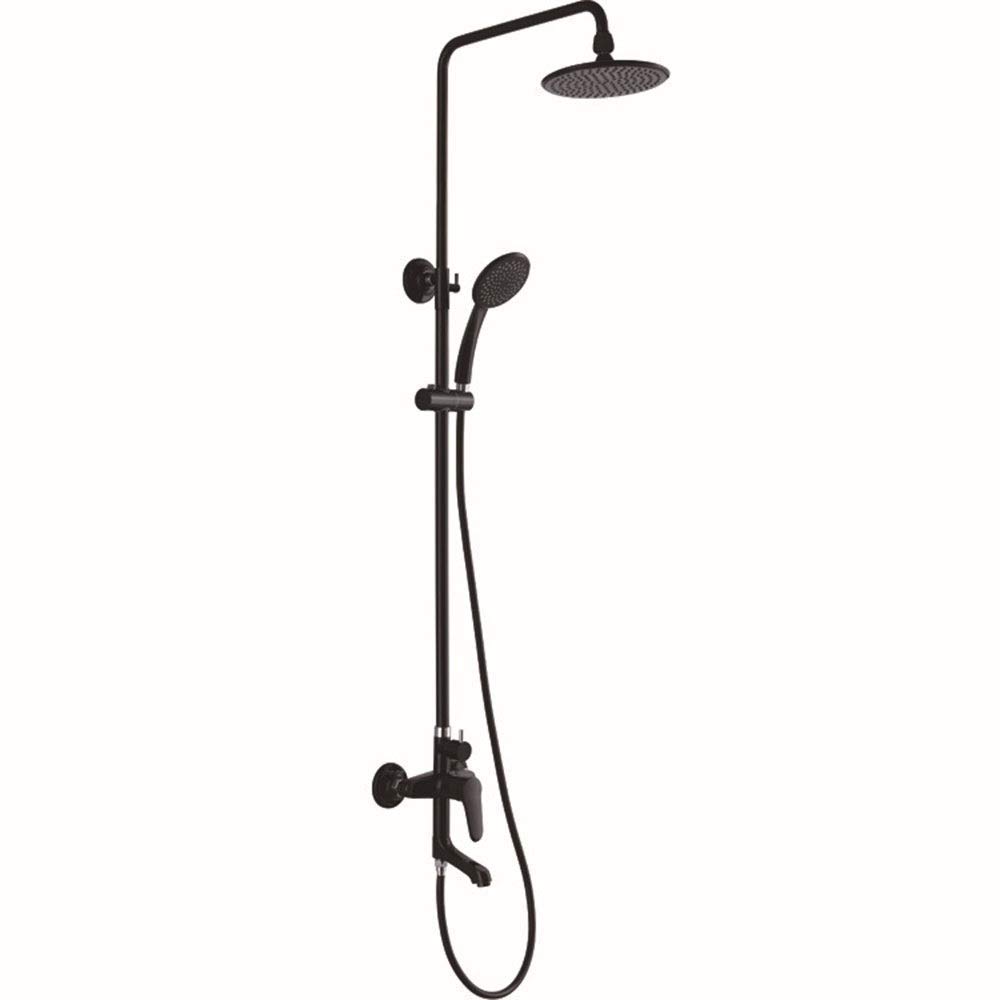 Ensemble de douche chaude et froide en cuivre avec mitigeur mural vernis noir durable