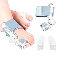 Hallux Valgus Korrektur Set für Damen und Herren, Upgrade Version mit Verstellbarer Hallux Valgus Schiene und Silikon Zehenspreizer für Daumen, Reduziert Hallux Valgus Belastung für Tag und Nacht