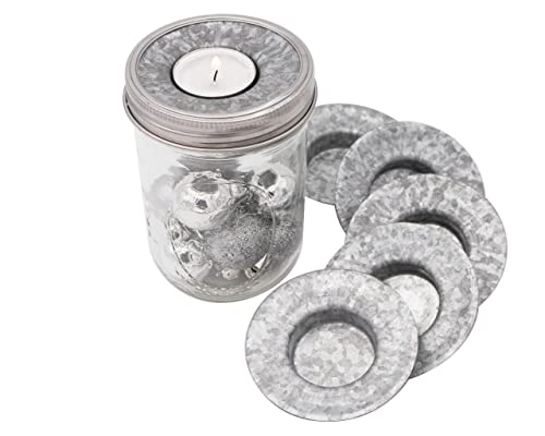 Mason Jar Lifestyle Tea Light Candle Holder Metal Lid Inserts For Mason, Ball, Canning Jars (6 Pack, Wide Mouth) #TOP2