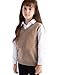 Chanyarn Boys and Girls 100% Merino Wool Sweater Vest V-Neck Sleeveless 2025 Fall Winter Cable Tops Knitted Pullover Vest (Tan,140cm)