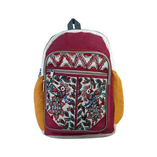 iMithila Madhubani Handpainted Organic Hemp Jute Cotton 31 litres Backpack 35 Women and Kids / 15 inch Laptop Backpack/College Backpack/Unisex Travel (B08R69KR91) Amazon Price History, Amazon Price Tracker