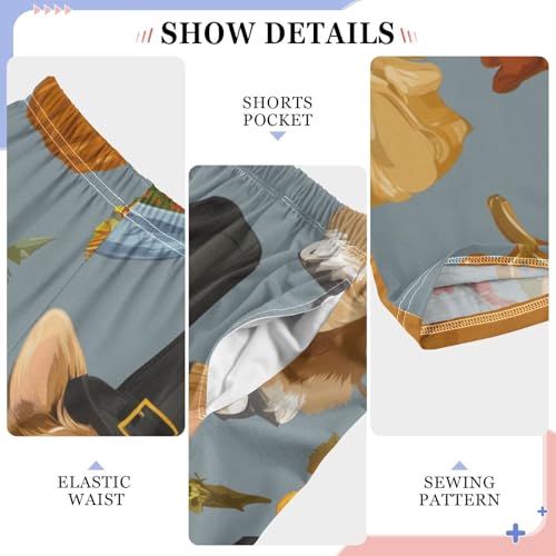 Corgi Dog Pumpkins Maple Boys Long Pants Soft Trousers Elastic Waist Kids Lounge Bottoms with Pockets S-XL4