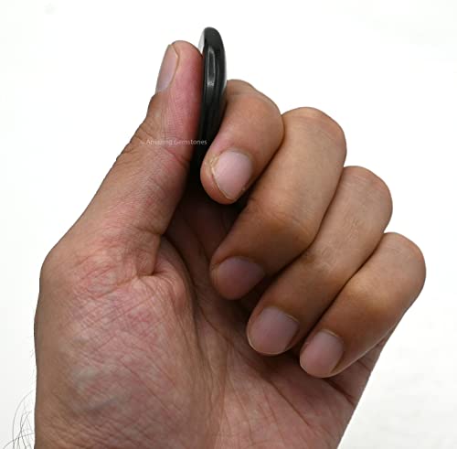 Image of Amazing Gemstone Set of 4 Thumb Worry Rubbing Stone for Anxiety Healing ~ Amethyst, Rose Quartz, Clear Quartz, Black Agate Oval Cabochon Stone ~ Easy to Carry Natural Crystal Pocket Palm Stone