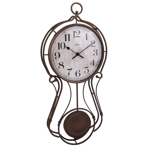 Lily's Home Antique Metal Pendulum Wall Clock - Elegant Regulator Clock for for Living Room & Home Decor & Kitchen Decor & Wall Décor - Image 3