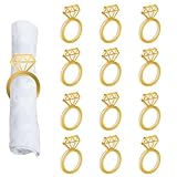 Edussy Gold Napkin Rings Set of 12,Acrylic Mirror Diamond Napkin Ring Holders for Wedding Centerpiece Table Decorations, Bridal Brunch,Family Dinner, Bridal Shower or Anniversary Decor
