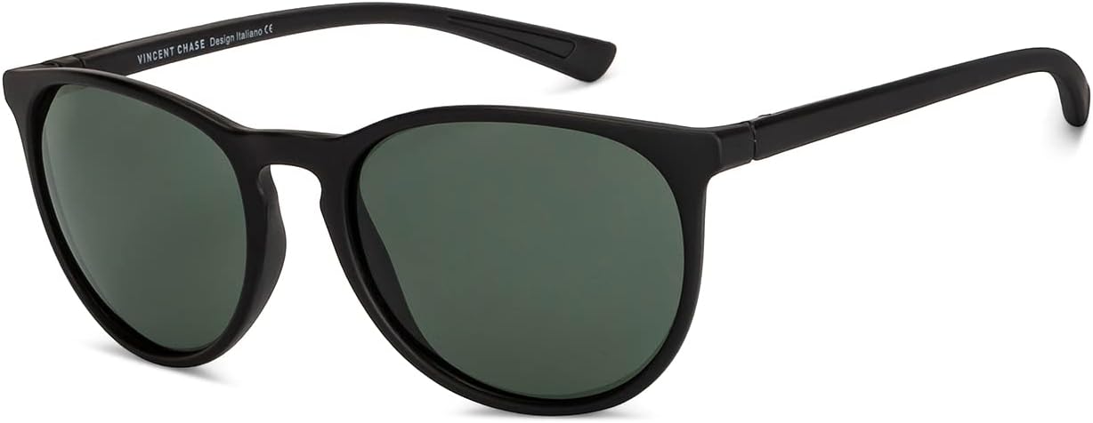 VINCENT CHASE EYEWEARBy Lenskart | Full Rim Round | Polarized and 100% UV Protected Sunglasses | Men & Women | Large | VC S14460 (Color:-Black)-Pack of 1