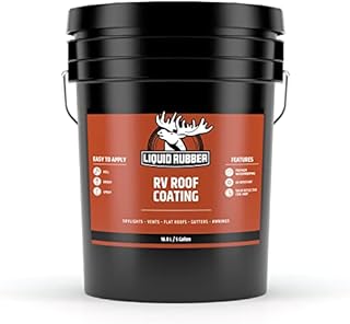 Liquid Rubber RV Roof Coating - Solar Reflective Sealant, Trailer and Camper Roof Repair, Waterproof, Easy to Apply, Brilliant White, 5 Gallon