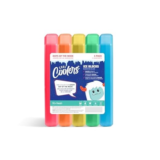 Fit & Fresh Cool Coolers da + Blocos de gelo reutilizáveis compactos e frescos, tema de dia da semana, perfeitos para lancheiras infantis ou qualquer bolsa de viagem, arco-íris, pacote com 5