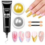 Makartt 3D Gel Nail Art & Chrome Nail Powder Kit: 15g Sculpting Gel for Nail Art DIY No wipe 3D Molding and Metallic Chrome Powder Set for Decoration Manicure Pedicure Use