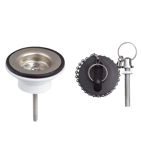 Wirquin 30723119 Bonde de lavabo avec bouchon en plastique et grille en inox, chromé et noir