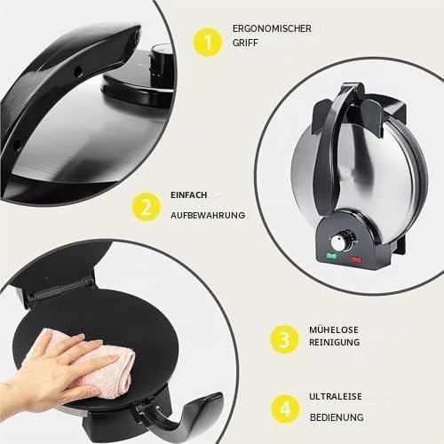 Elektrischer Roti Maker mit doppelseitiger Heizung und antihaftbeschichteten Platten für hausgemachte Chapati, Tortillas, Pfannkuchen und Crêpes