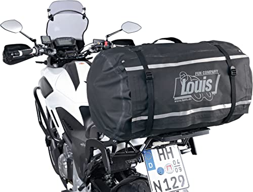 Bolsa Trasera Rodillo Moto 50 Negro, 50 Litros Impermeable Asa de transporte y dos correas de fijación incluidas