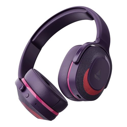 Image of Boat Rockerz 425 Bluetooth Headphones Wireless On Ear Headphones Signature Sound, Enx Tech, ASAP Charge, 25H Playtime, Bluetooth Headphones V5.2, Dual Pairing with Mic(Techno Purple)