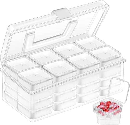 Xygobla 33Pcs Bead Organiser Storage Box Small Plastic Organiser Box Clear Clay Beads Storage Containers Case with Hinged Lid Storage System for Beads Jewellery Making DIY Tools & Small Parts