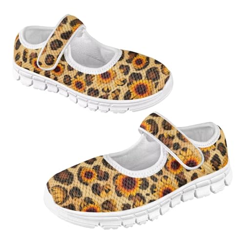 Leopard,Cow Print Toddler Mary Jane Shoes Girls Dress Shoes Breathable School Sneakers for Party,Wedding,Casual Wear2