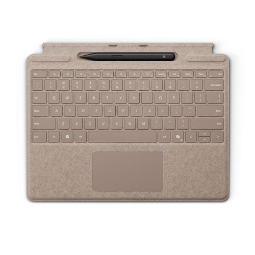 Image of Microsoft Surface Pro Keyboard with Slim Pen 2 Bundle for Pro Copilot+ (11th Edition), Pro 9 and Pro 8, Alcantara Material, Dune