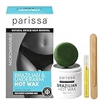 Parissa Brazilian & Underarm Hot Wax At-Home Waxing Kit, No-Strip & Microwavable Formula for Hair Removal on Bikini or Bod
