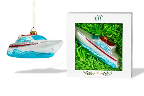 North Star Christmas | Speedboat Glass Ornament | Vehicles & Career Collection