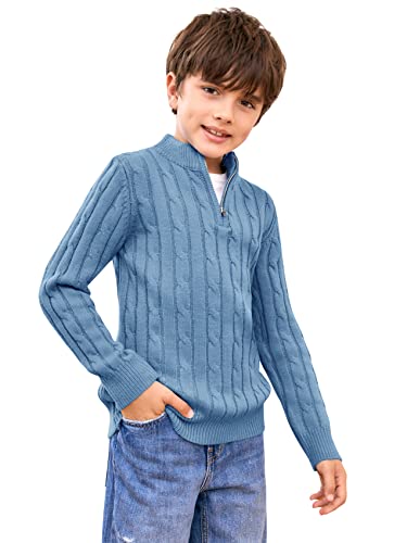 Zhaovi's Toddler Boys Girls Sweater Twisted Knit Cable 1/4 Zip Sweaters Outfit Baby Winter Long Sleeve Warm Soft Outwear Blue #TOP2
