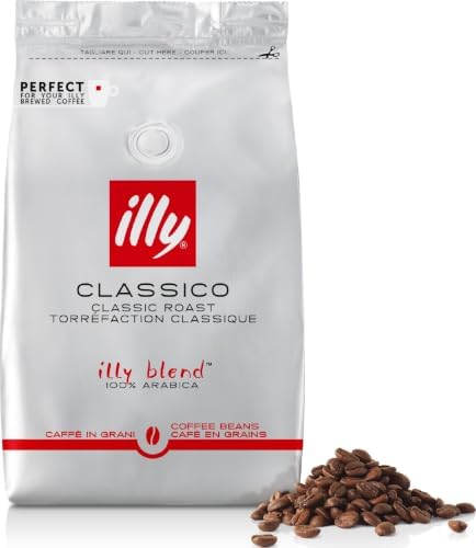 illy Classico Coffee Beans, 100% Arabica Blend, Medium Roast, Intensity 5/9, 500g