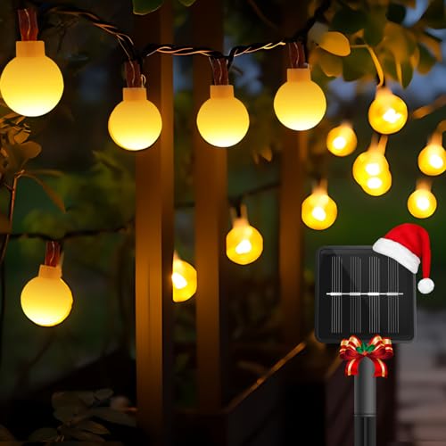 Aigostar Luci Solari Esterno 12M 2700K Bianco Caldo 12M Catena Luminosa Esterno a Sfera LED con 8 Modalità, IP 65 Lucine da Esterno Decorative Impermeabili per Giardino, Balcone, Feste