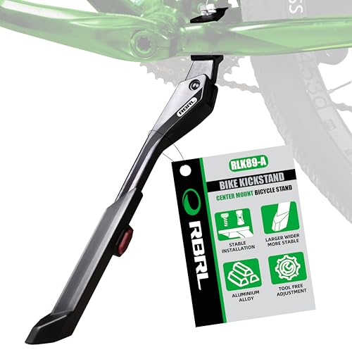 RBRL Bike Kickstand Center Mount 2429 Inch Height Adjustable Bicycle Kickstand for E-Bike MTB Trekking & City Bike Heavy Duty Aluminum Alloy Bike Stand Max Load 45kg