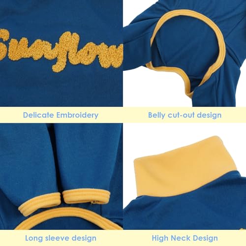 DENTRUN Cat Cloth with Leg, Elastic Cat Turtleneck Hair Sticky Onesie, Warm Cats Coat Jumper Female Male Prevent Hair Spreading, Park (Blue, XL) - Image 4