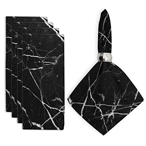Napkins Black And White Marble Pattern Cloth Napkins Set Of 4 Dinner Napkin Washable Reusable Ultra Soft Polyester Napkin With Hemmed Edges Wedding Banquet Party Festival Restaurant 20X20 In #TOP29
