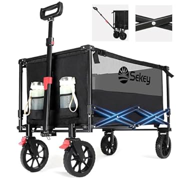Sekey Carretto XXL pieghevole con freni, portata 160 l, 150 kg, pieghevole, adatto per fuoristrada, pieghevole, per campeggio, shopping, XXL, vincitore 3011, nero con grigio