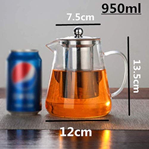 CHAIODENGZI Vidro de Ferro Fundido Transparente com Infusor de Aço Inoxidável 304 e Tampa para Chá S