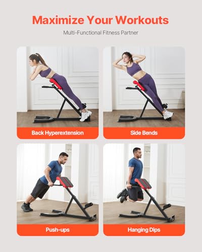 VEVOR römischer Stuhl Hyperextensionsbank 136 kg belastbare verstellbare Extensionsmaschine, Multifunktions-Trainingsgerät für Bauchmuskeltraining, Fitness-Hantelbank für das Heim-Fitnessstudio – Bild 3
