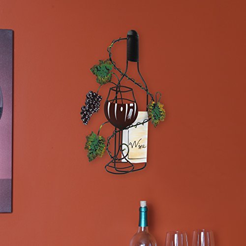 Arad Kitchen Decor, Kitchen Wall Decor, Wine Decor, Farmhouse Kitchen Decor, For Men And Women - Hand Painted Set Of Red And White Wine Bottles And Leaves Wall Decor #TOP4