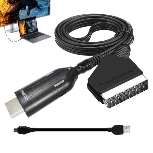 DONOONIS Adaptateur Peritel HDM1, Cable Peritel Hdmi pour TV, Convertisseur Péritel vers HDM1 avec CâBle USB pour TV Full HD 720P/1080P, Prise Péritel pour HDTV STB VHS Xbox Ps3 Sky DVD Blu-Ray