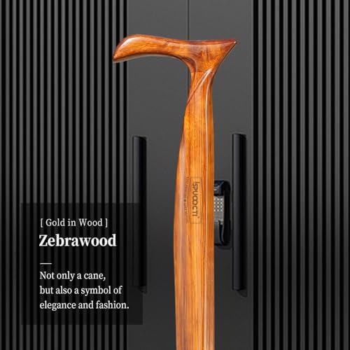 ispuoocti Wooden Walking Cane for Men and Women -Natural Solid Wood, 3 Rubber Tips, Heavy Duty, with Travel Bag- Wooden Walking Stick, Ergonomic Canes for Seniors Unisex Walking Canes