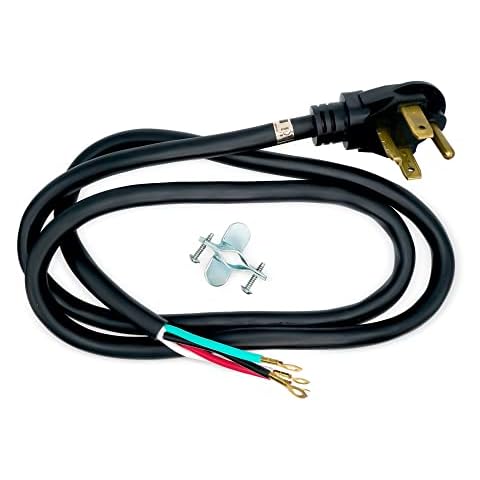 EvertechPRO 57001 4-Prong 6ft Dryer Power Cord Universal Dryer Power Cord for Freestanding Electric Dryers Rated 30A/250V with Strain Relief Connects to 4 Prong Outlets 72” Black Cover