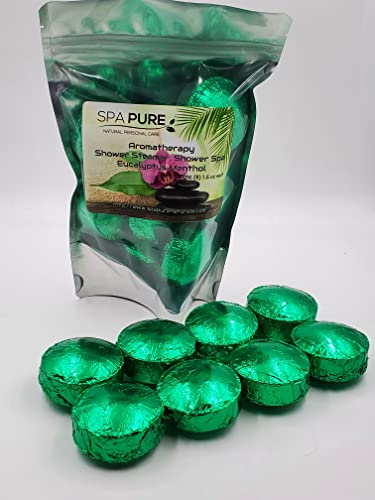 Spa Pure Menthol Aromatherapy Shower: Steamers Tablets Bombs With 100% Natural/Organic Essential Oils - Transform Your Shower - Transform Your Mood (Count Of 8) Pack Of 1 #TOP6