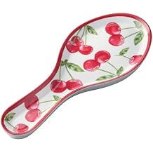 UPware Cherry Melamine Spoon Rest, Cooking Spoon Holder for Stove Top, Kitchen Counter, and Dining Table, 9.625 Inch, Red
