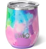 Swig Life 12oz Wine Tumbler with Lid, Stainless Steel, Dishwasher Safe, Portable, Triple Insulated Wine Tumbler (Cloud Nine)