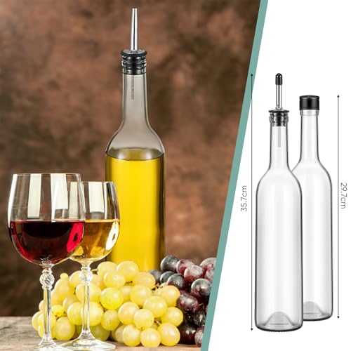 Maxdot 5 Pcs Long Neck Glass Bottles with Pourer Bordeaux Wine Bottle Clear Empty Wine Syrup Juice for Home Bar Liquor Juice Making Wedding Anniversary Party by Maxdot - Image 3