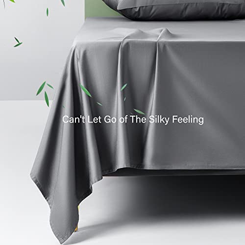 Shilucheng 100% Cooling Bamboo Sheets Set- Queen Size 1800 Thread Count Soft Bed Sheets,16 Inch Deep Pocket,Breathable,Comfortable And Pilling Resistant -4Pc(Queen,Dark Grey) #TOP5
