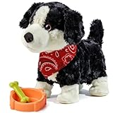 eJog Pup Electronic Interactive Plush Dog Toy, Realistic Robot Puppy Toy, Walking, Talking, Barking, Tail Wagging, Voice-Activated Control Stuffed Animal Pet Toys for Children Ages 3+