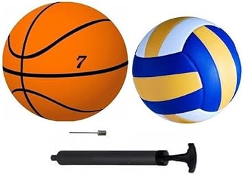 Combo of Basketball Size-7 and Volleyball+ Air Pump, Volleyball - Size: 5 (Standard, Pack of 3, Multicolor)