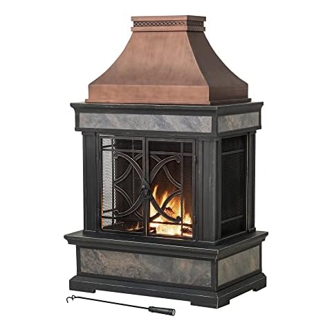 Sunjoy Outdoor Fireplace with Chimney Cover