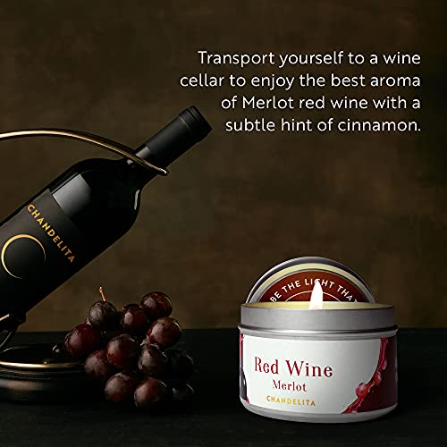 Chandelita Merlot Wine Candle With Natural Soy Wax - Kind Wine Candle - Wine Cellar Candle - Wined Candle - Wine Glass Candles - Rewined Candles Merlot - Wine Candles - Pinot Noir Candle #TOP2